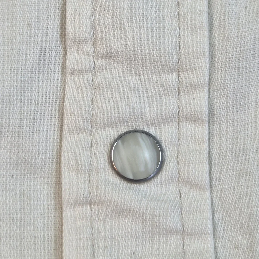 Vintage Wrangler Western Pearl Snap Shirt Mens XL Heavy Cotton Long Sleeve White - Picture 7 of 9